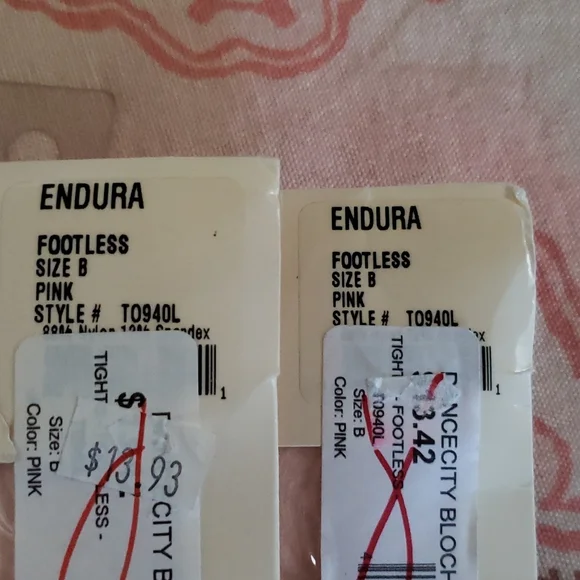 2 Footless Ladies Tights. Pink Tights Enduro Ballet Tights - Picture 3 of 5